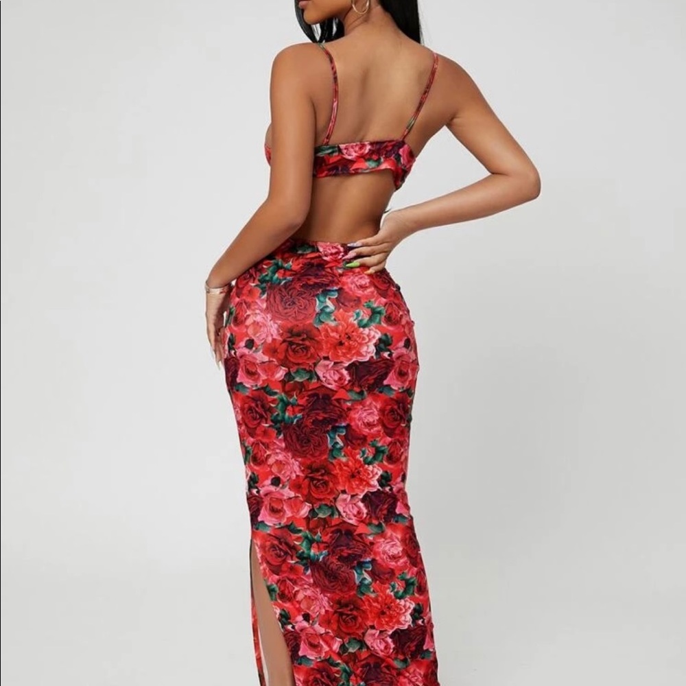 Shein SXY Knot Front High Split Dress Multicolor - Picture 3 of 9